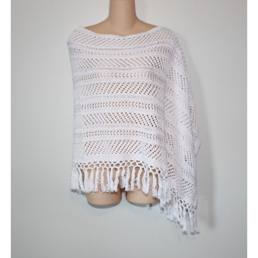 Lilly Pulitzer Viala Crochet Fringe Poncho Wrap White OS One Size H14410 - Picture 6 of 9